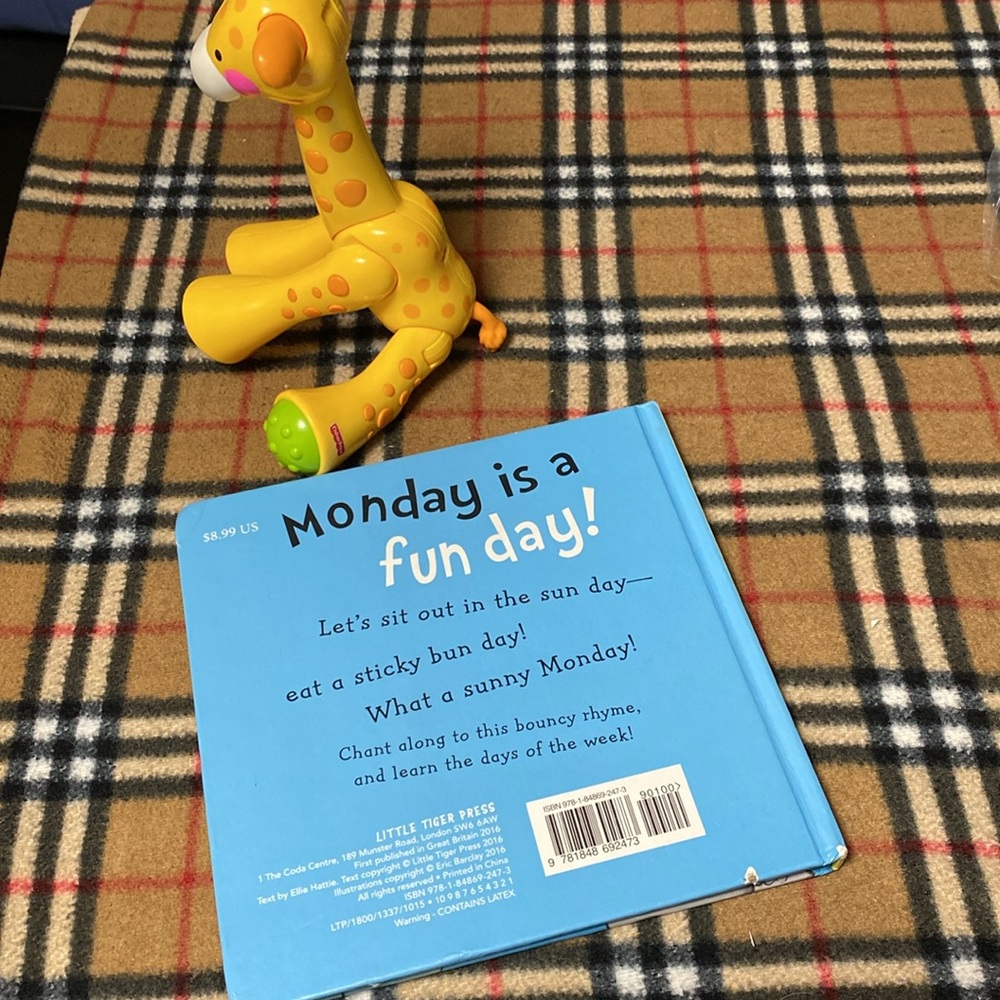Monday is Funday Book & Giraffe 🦒 rattle Toy Fisher Price - Picture 3 of 3